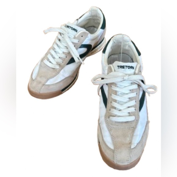 Tretorn Rawlings cream & dk grn lace up sneaker SZ 8 - Picture 5 of 11